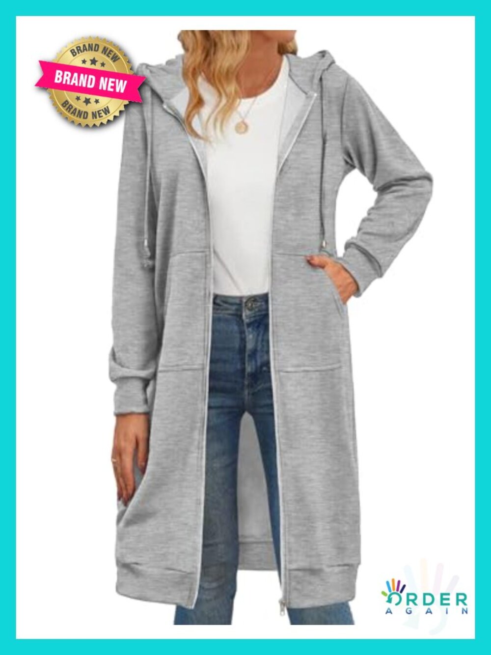 Oversized Fleece Zip-Up Hoodie Long Tunic Sweatshirt Casual Fall Winter